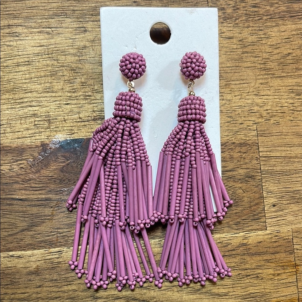 Express Pink Beaded Tassel Earrings